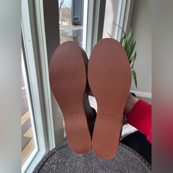 NEW VINCE PHILLIPA LEATHER PLATFORM SANDALS IN SEQUOIA BROWN 8.5 - Picture 10 of 10